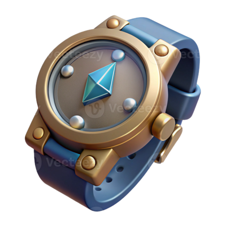 a watch with a blue and gold band