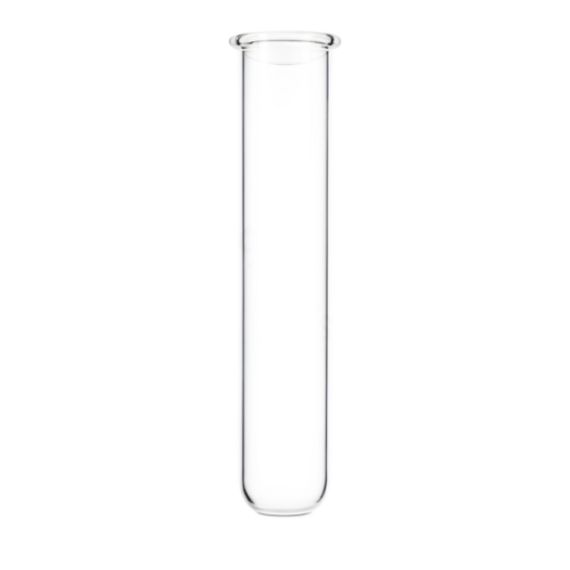 a glass test tube on a white background