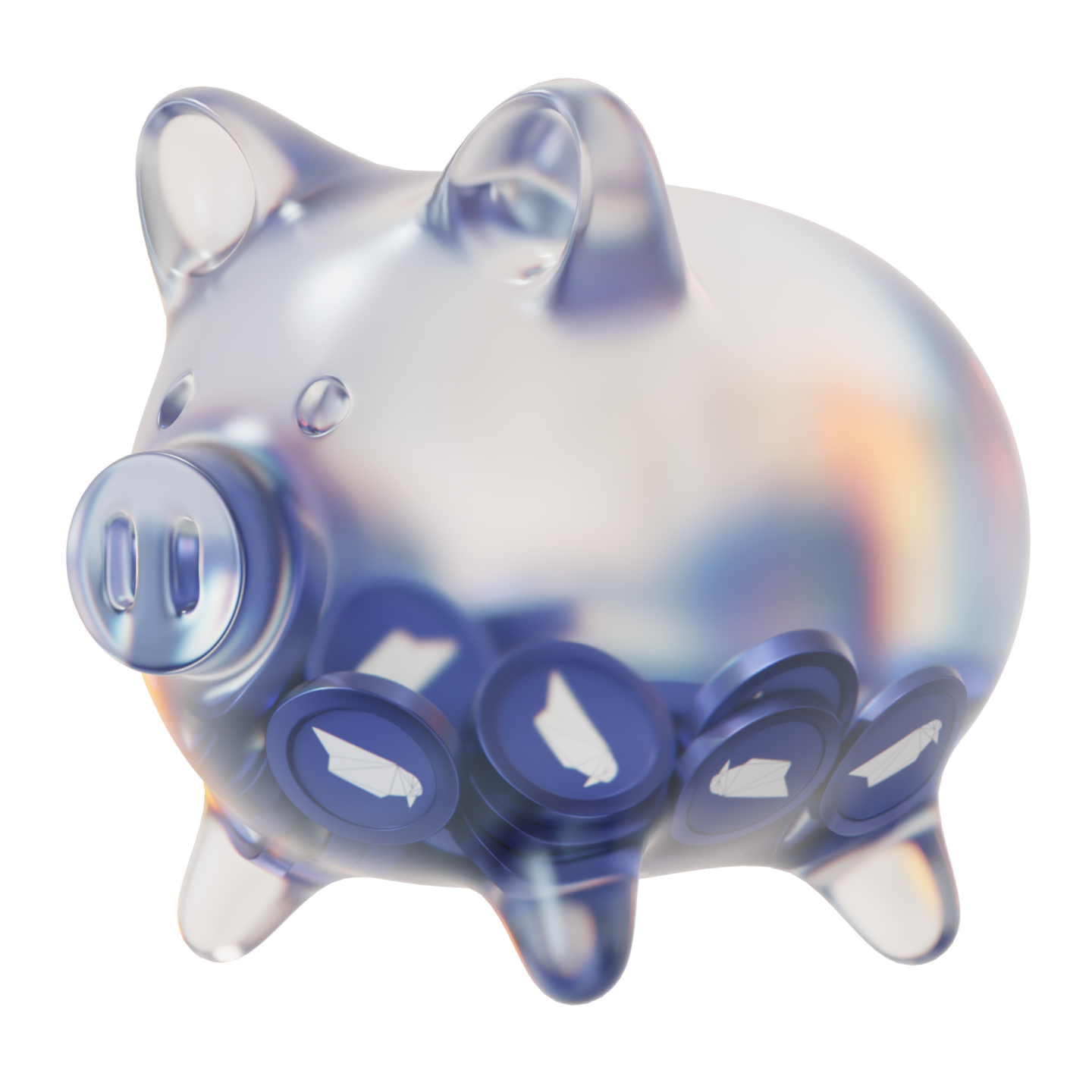a blue and white pig