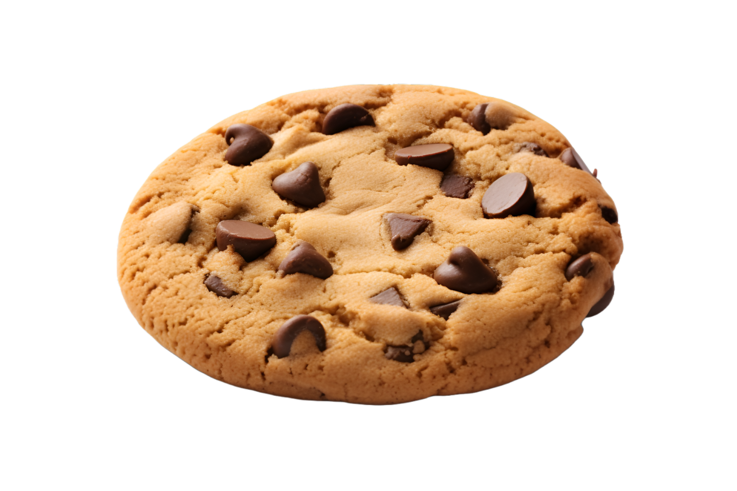 a chocolate chip cookie on a white background