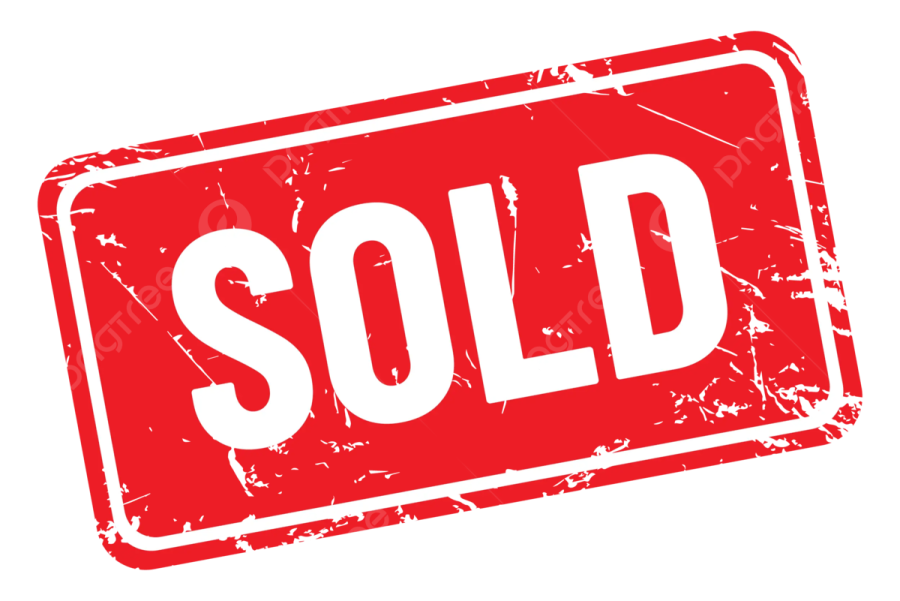 a red stamp with the word sold on it