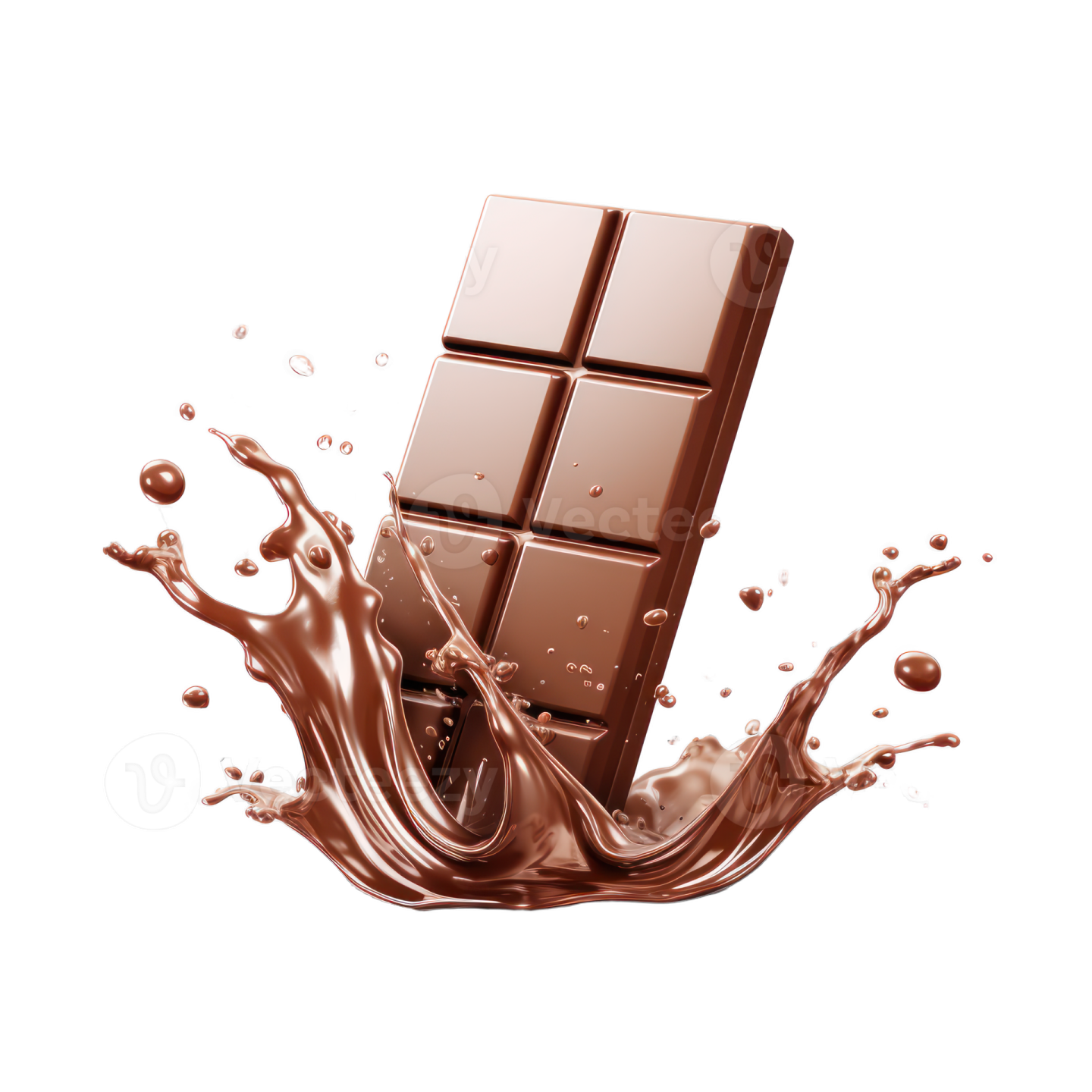 a chocolate bar splashing into the ground