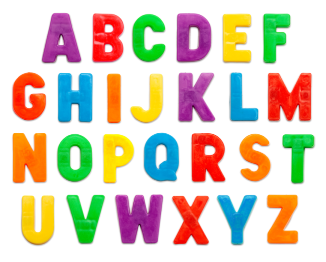 a set of colorful plastic alphabet letters