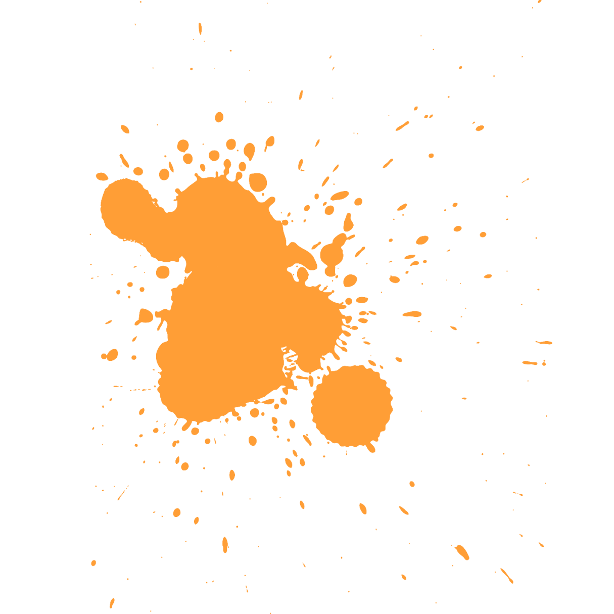 an orange ink sp on a white background