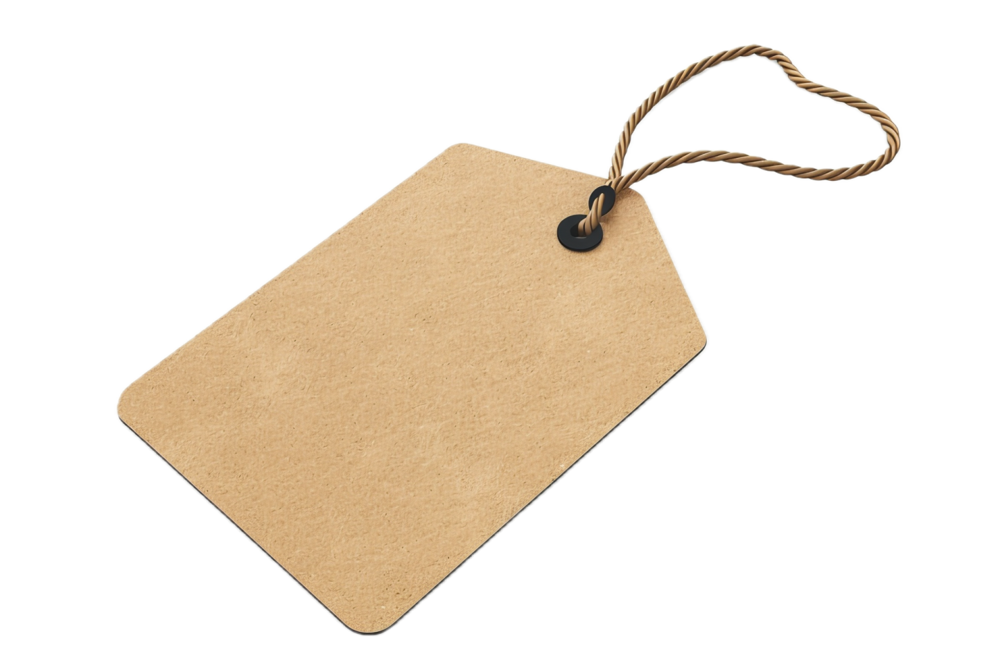 a brown tag on a white background