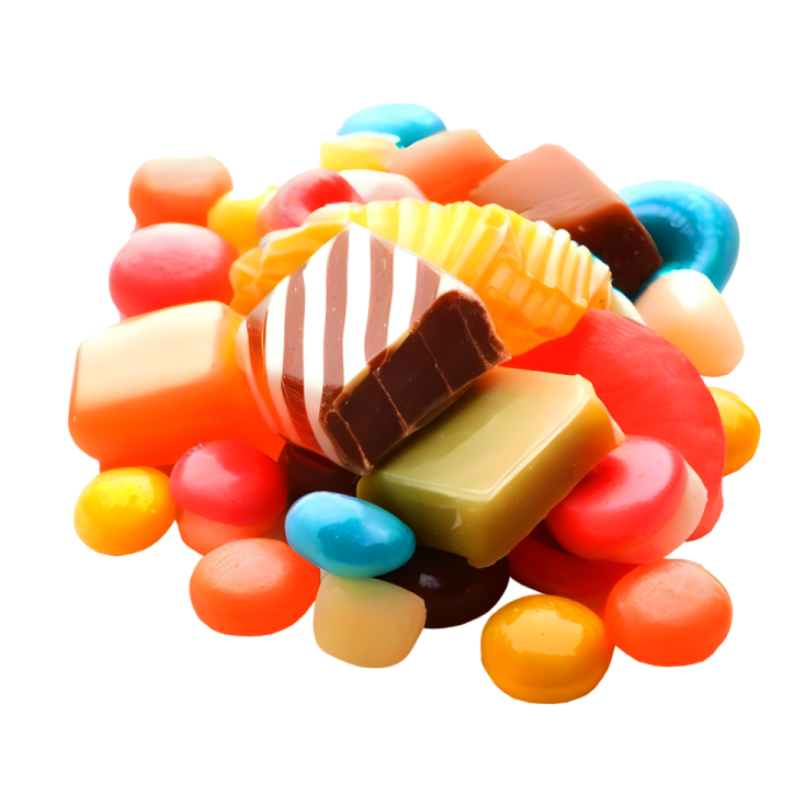 a pile of colorfully colored candis