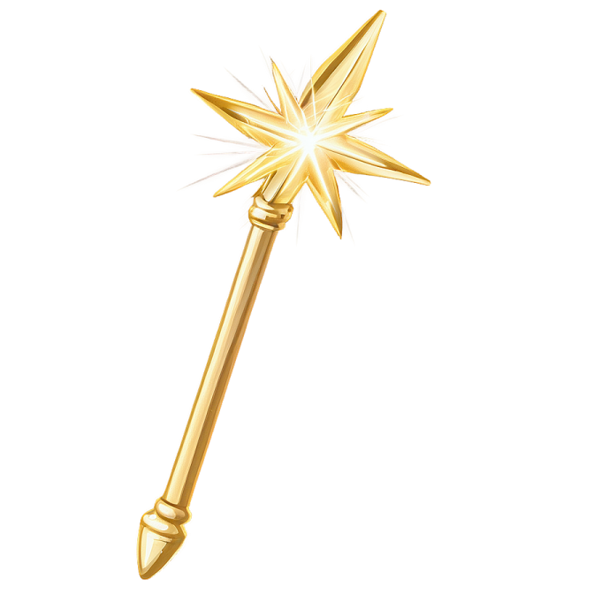 a gold star wand on a white background