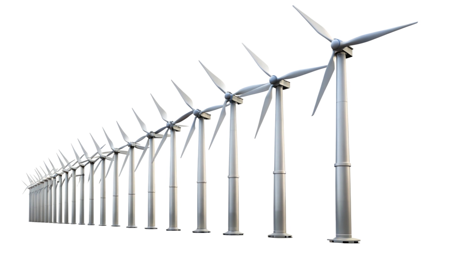 a row of wind turbines