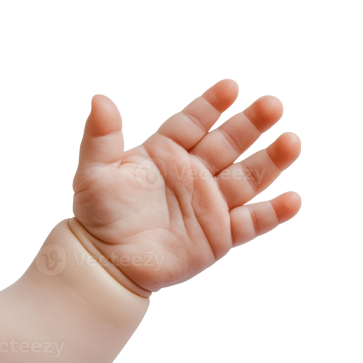 a baby's hand is held up in the air