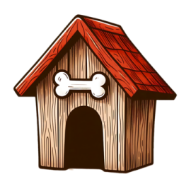 a dog house with a bone on the roof