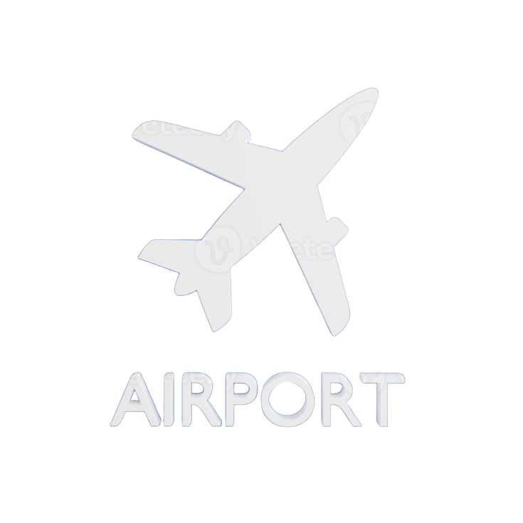 a blue square button with an airplane on it