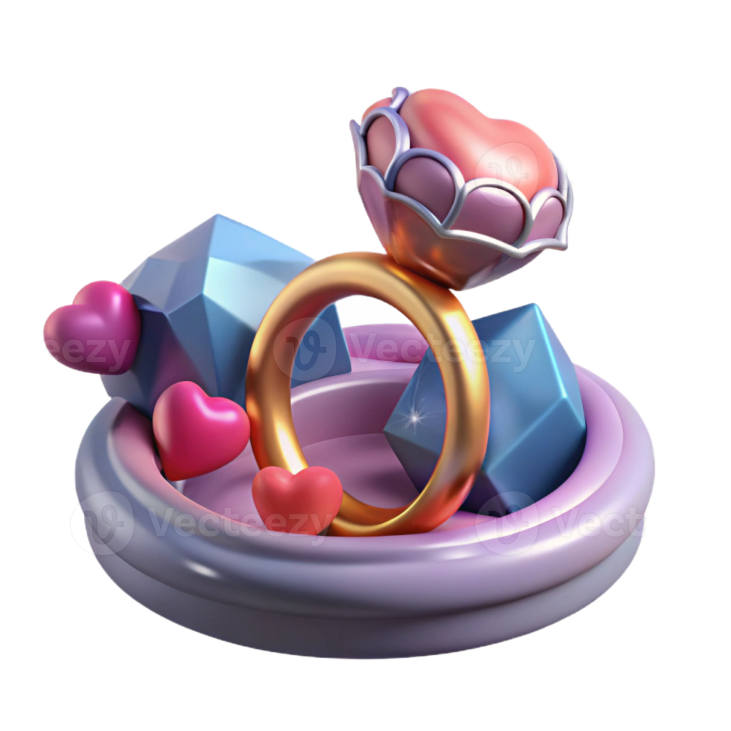 a ring with hearts floating in the air