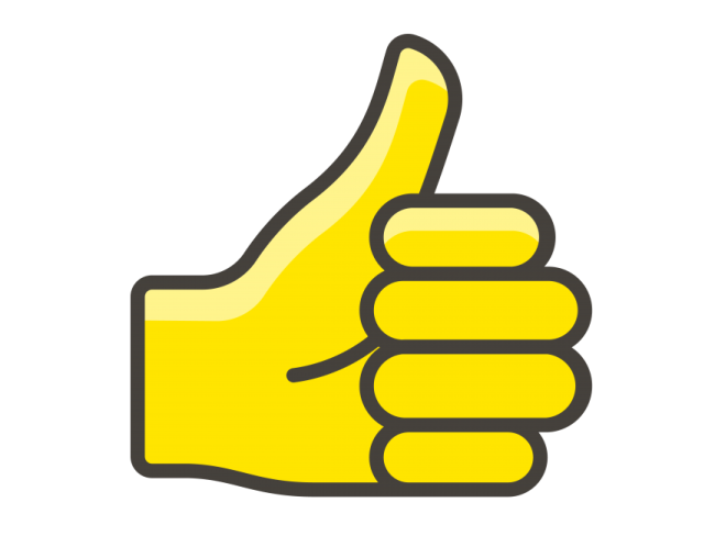 a thumbs up icon in yellow and black