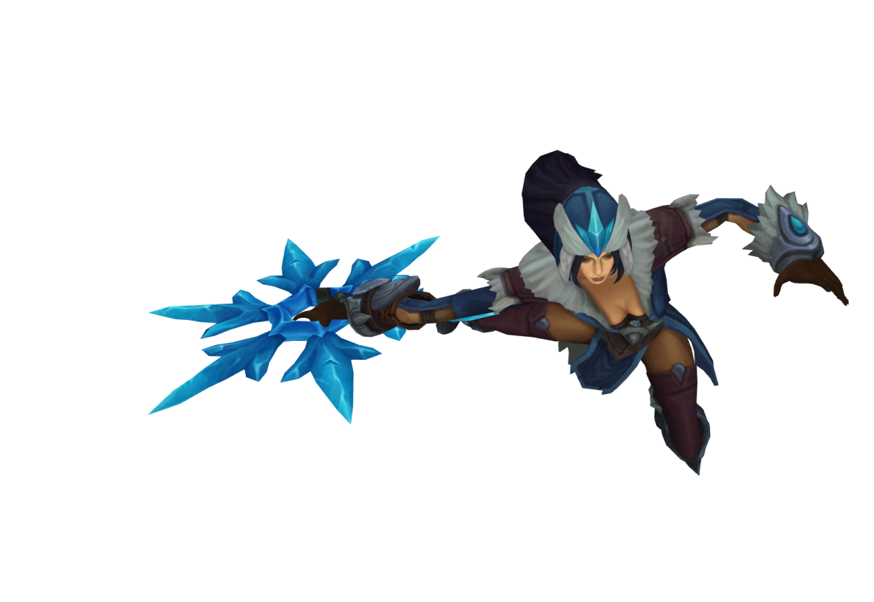 an image of a blue and black character holding two swords