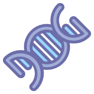 a blue and white dna icon