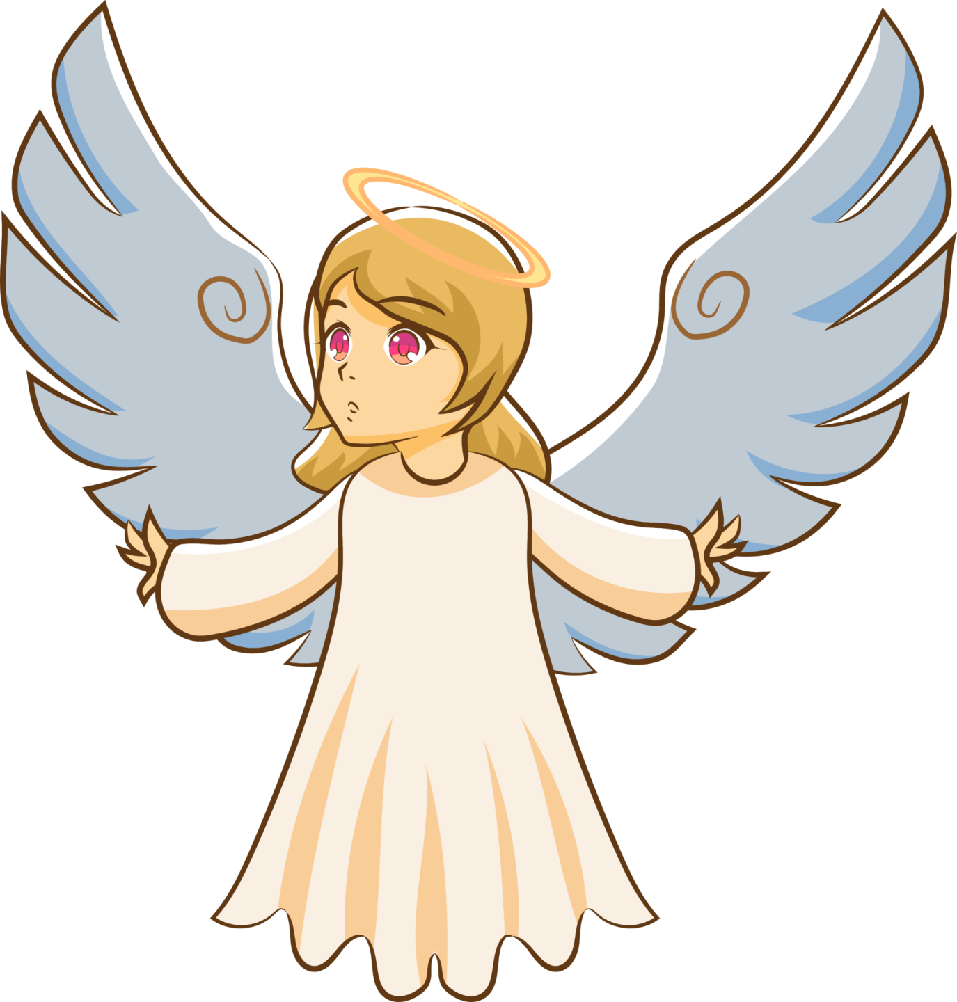 an angel with blue wings