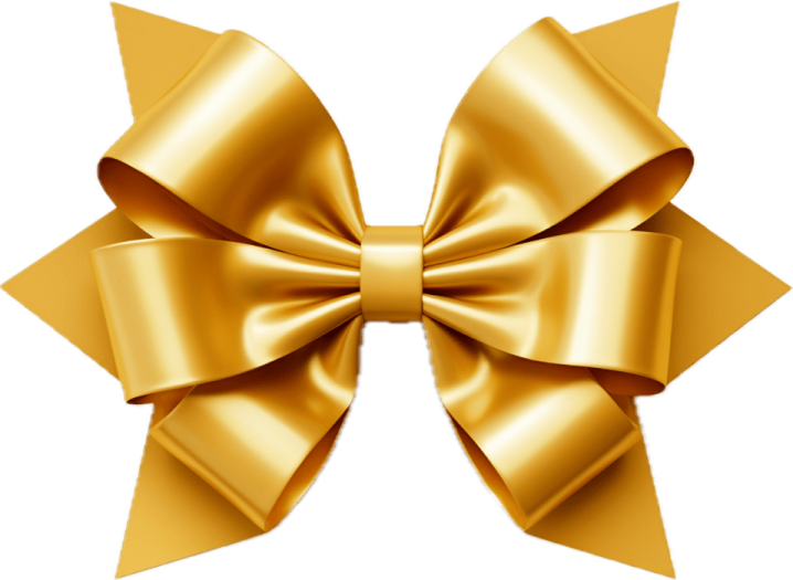 a gold bow