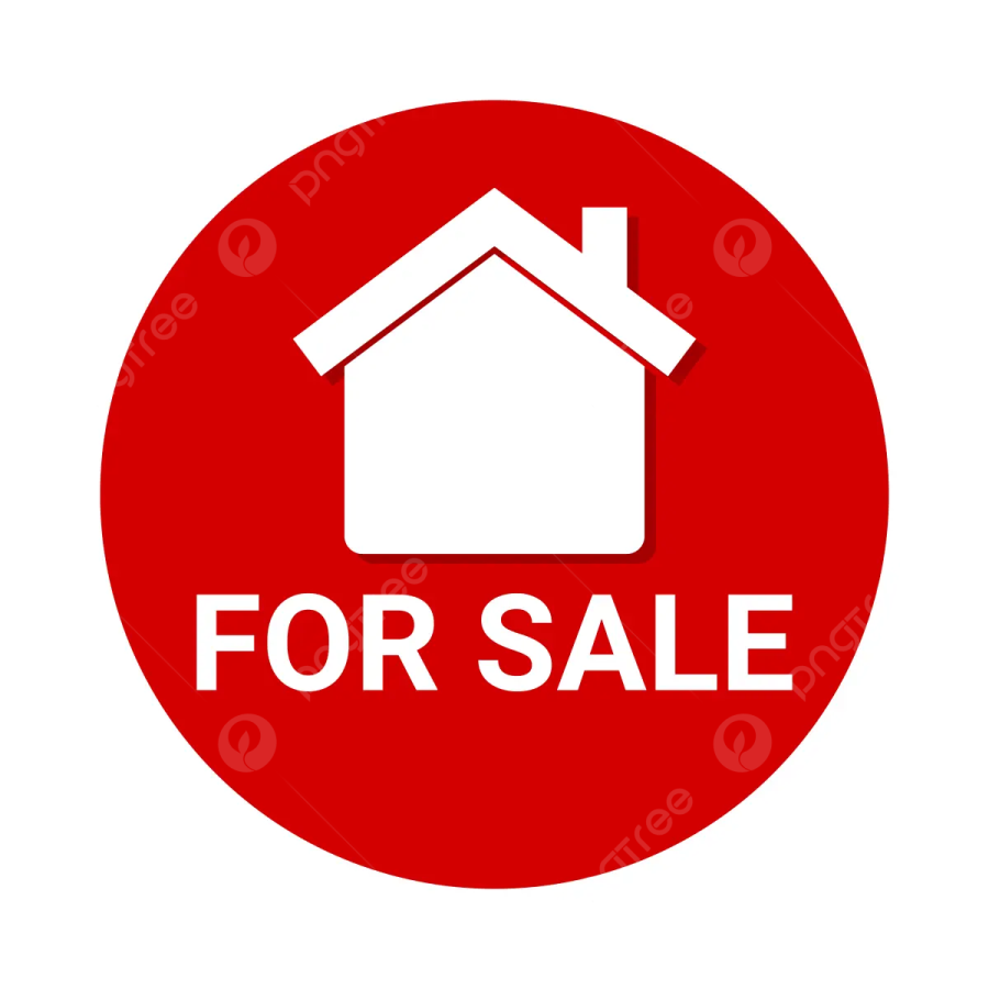 a red for sale sign on a white background
