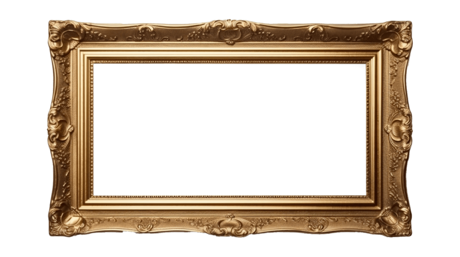 a gold frame on a white background