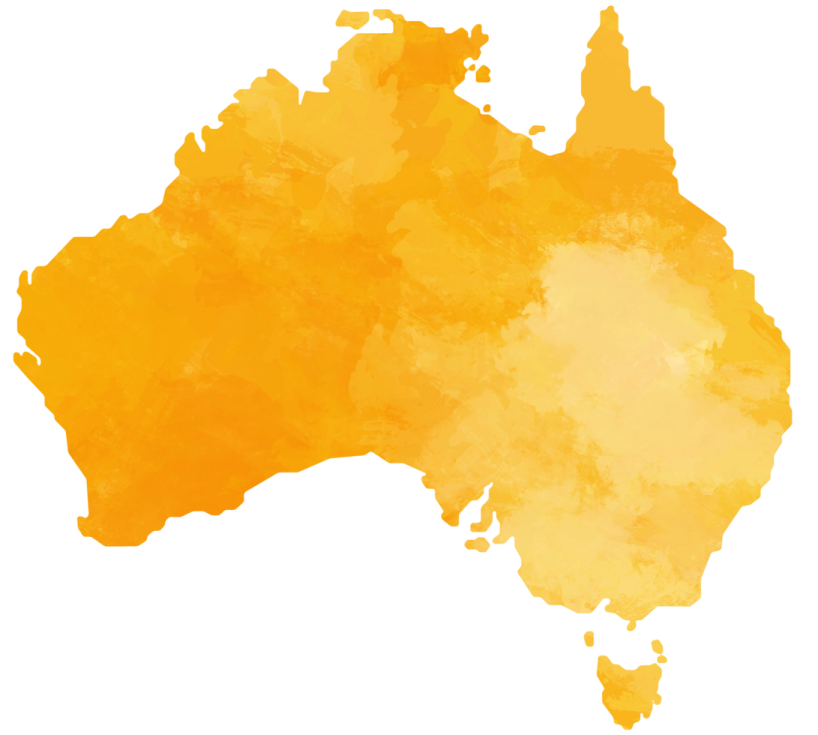 a yellow watercolor map of australia