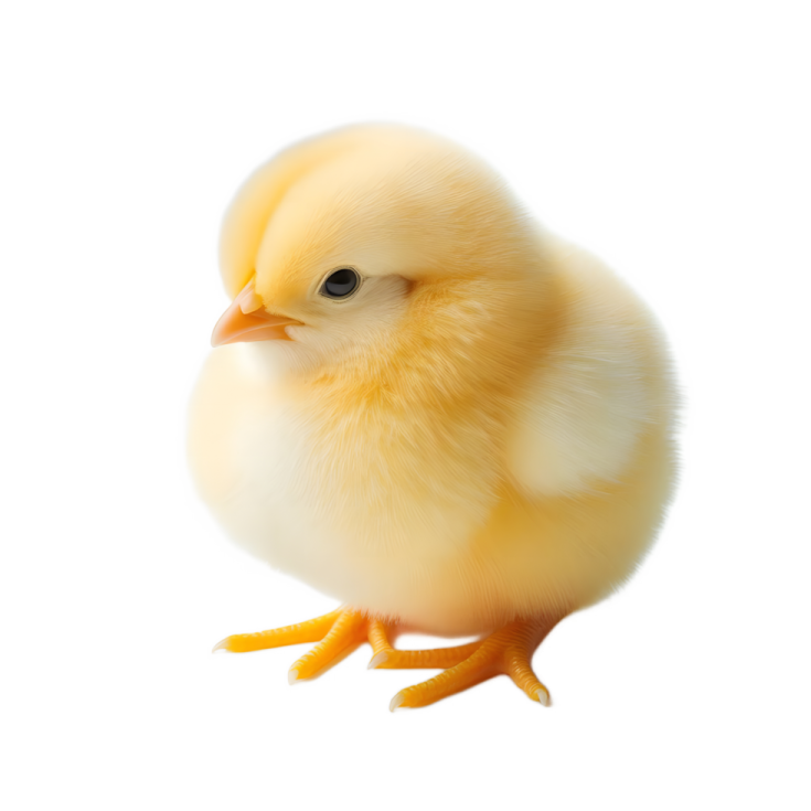 a small yellow chicken on a white background