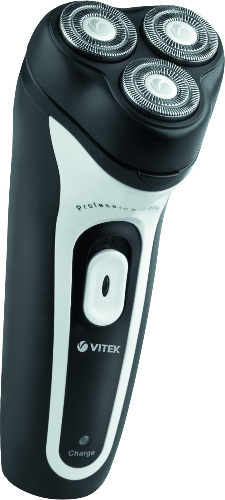 a black and white shaver on a white background