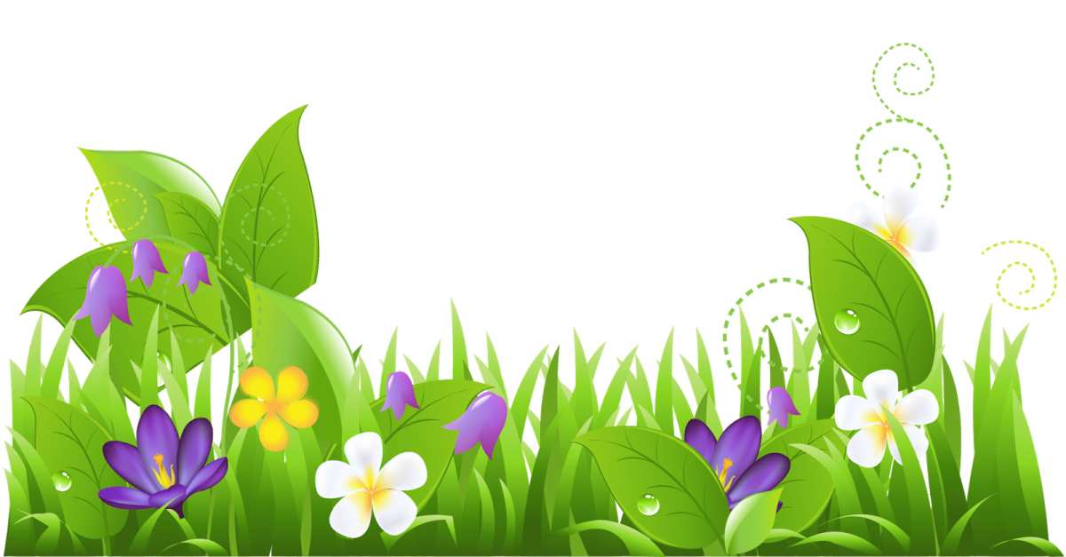 a green background with flowers and butterflies