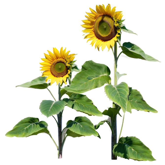 two sunflowers on a white background