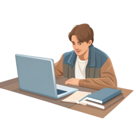 a person sitting at a desk using a laptop