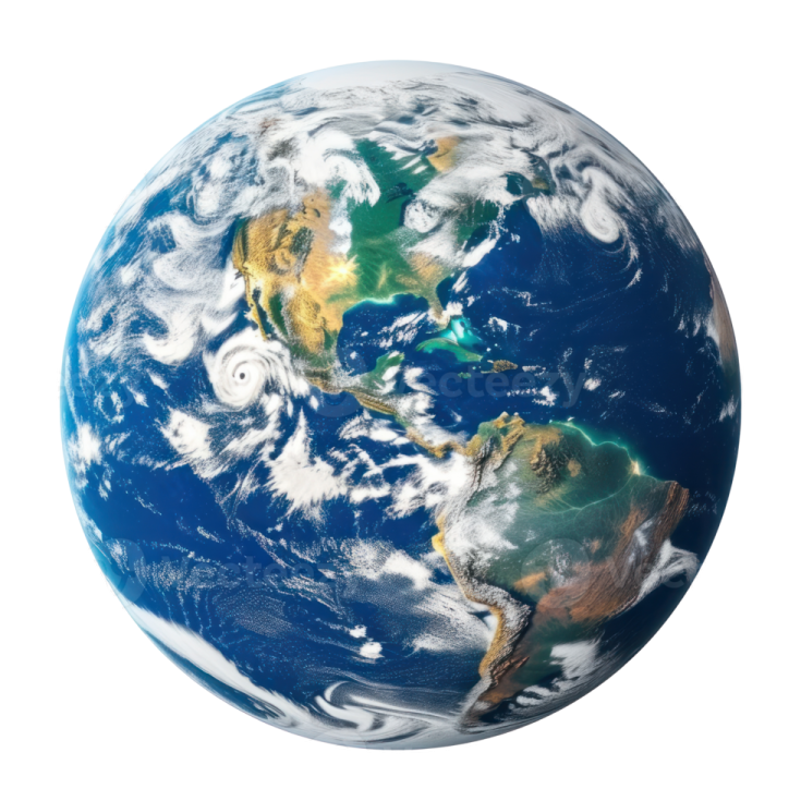 the earth with a white background