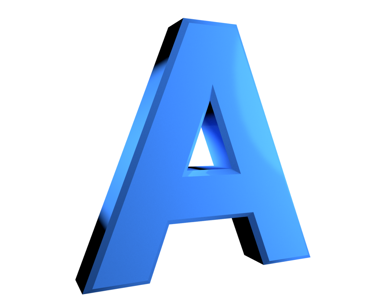 the letter a is shown in blue
