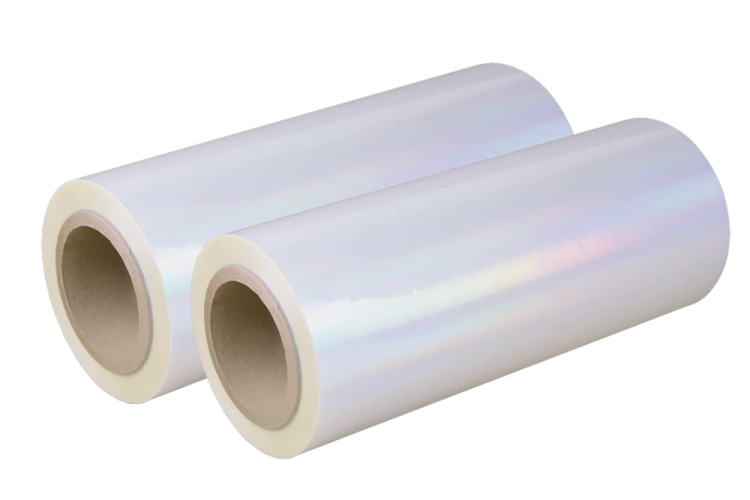 two rolls of clear plastic film on a white background