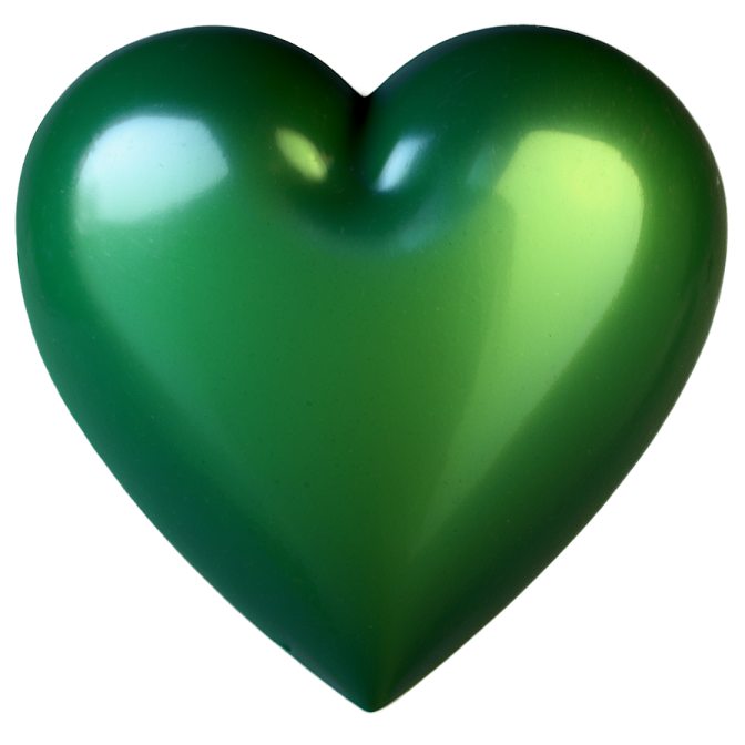 a green heart on a white background