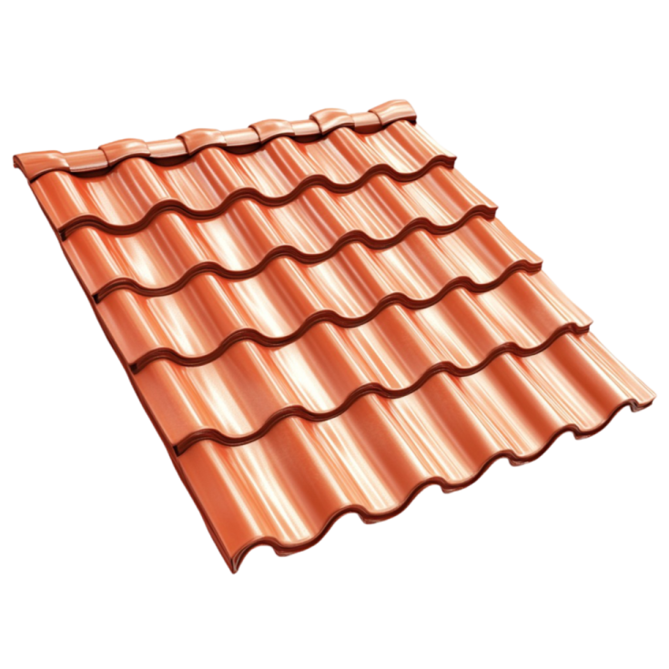 a copper colored metal roofing sheet