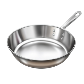 an aluminum frying pan with a handle