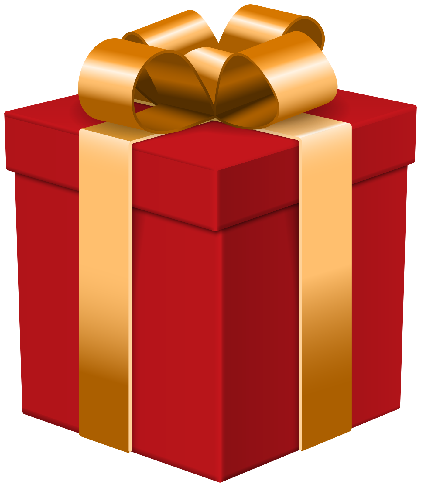 a red gift box with gold ribbon and bow