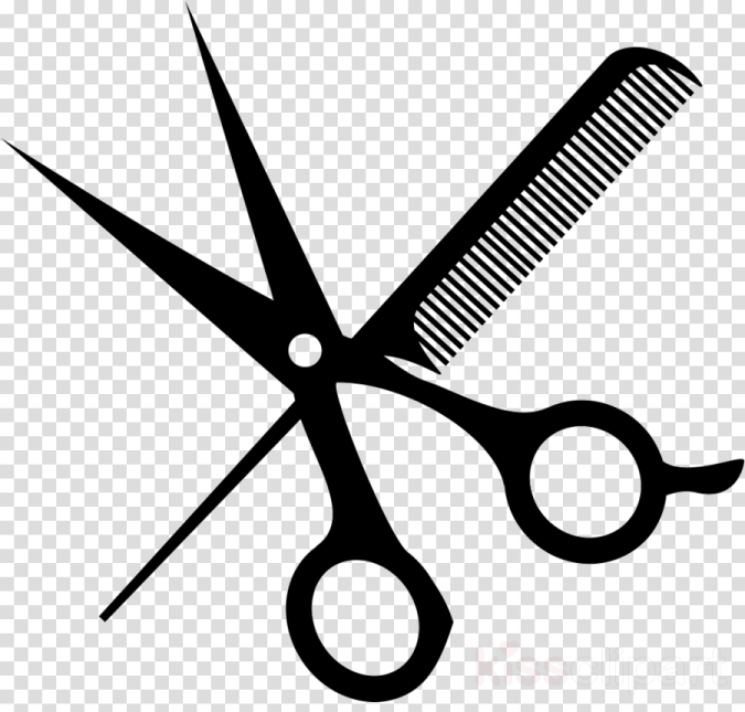 a pair of scissors and combs clipart