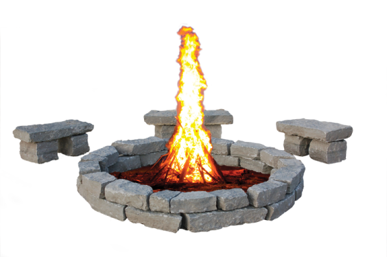 an outdoor fire pit with a white background