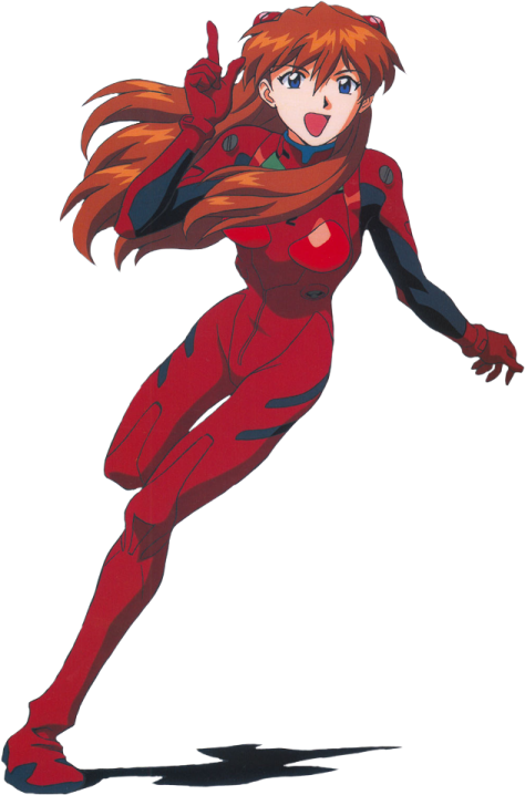 an anime girl in red and black with long hair
