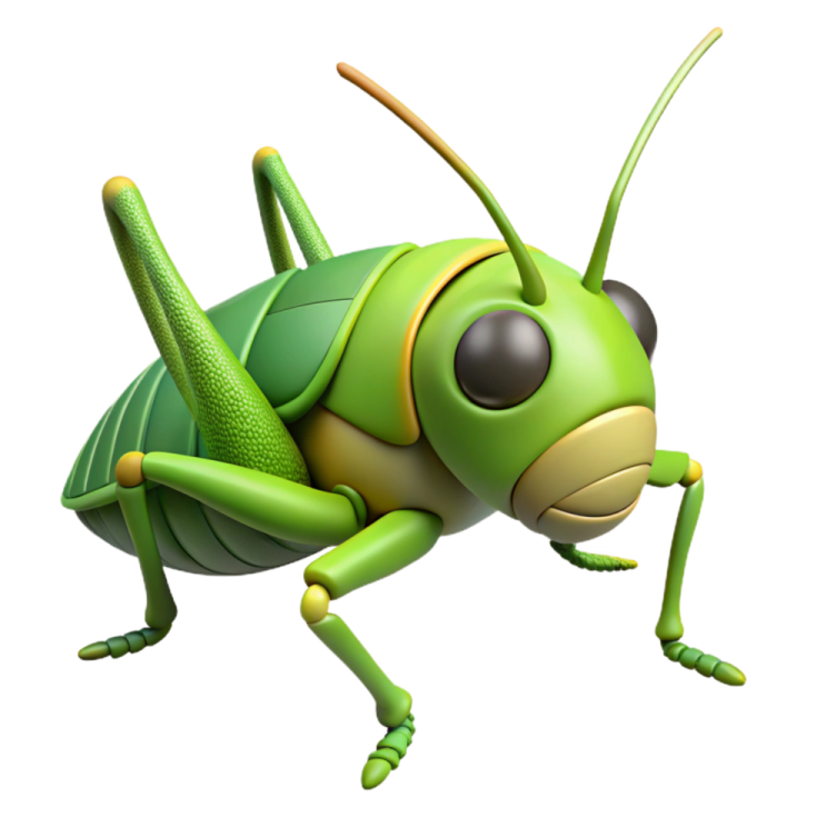 an illustration of a green grasshopper insect