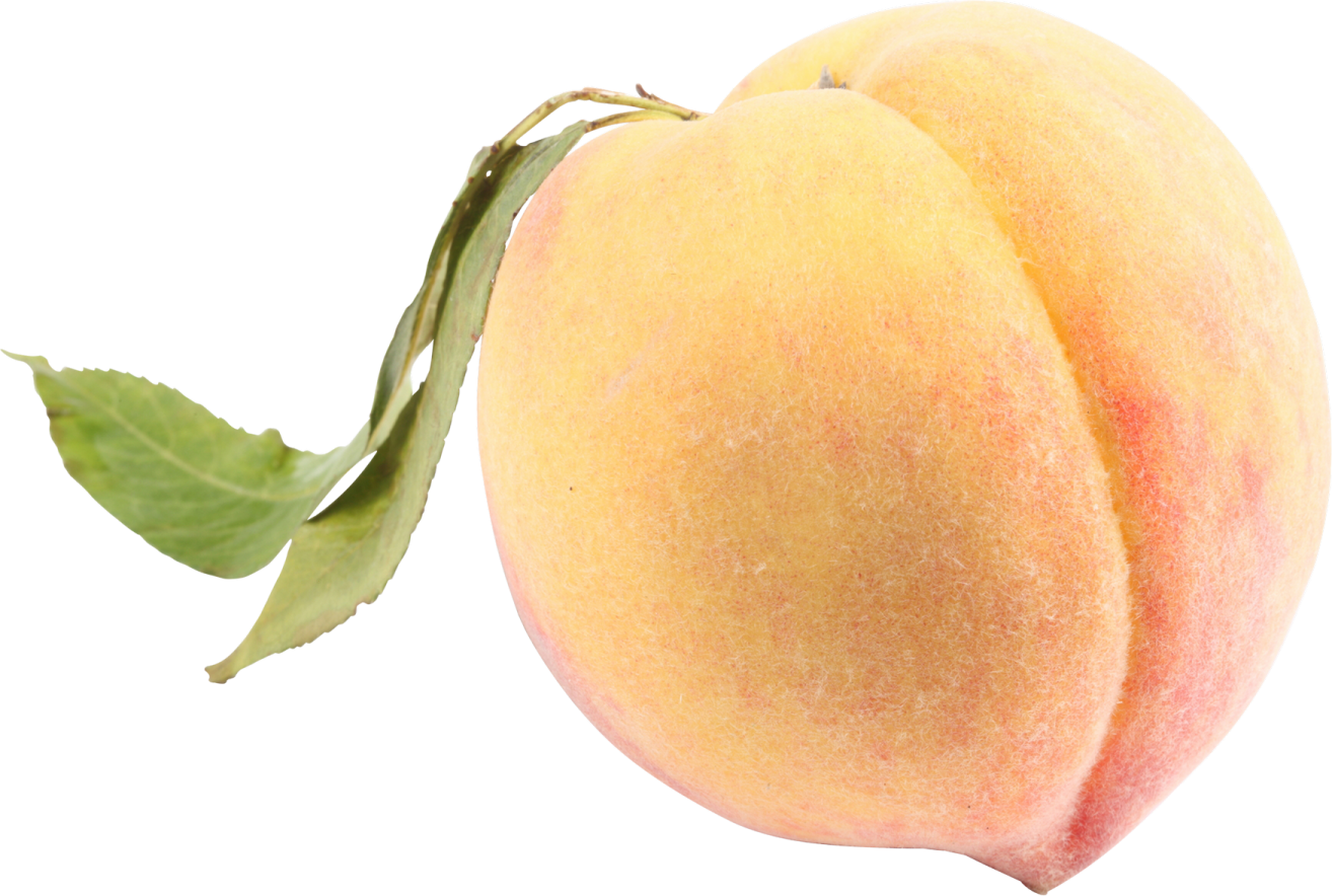 a close up of a peach with a leaf