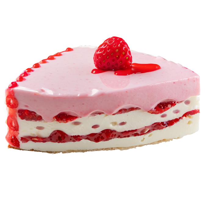 a piece of cake with a strawberry on top