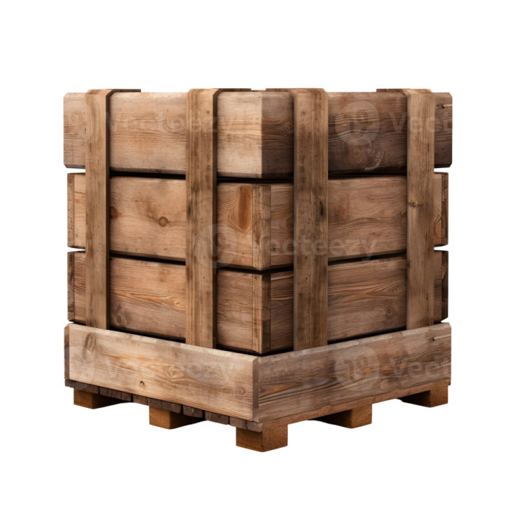 a wooden crate on a white background