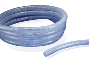 a blue hose with a white handle