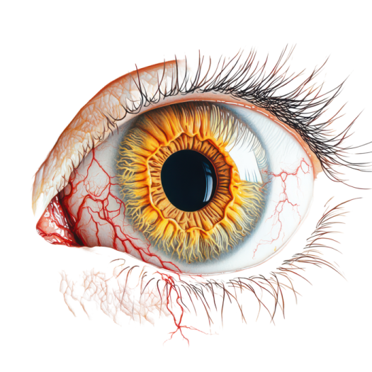a close up view of the human eye