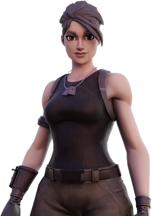 a woman in a black top and brown pants