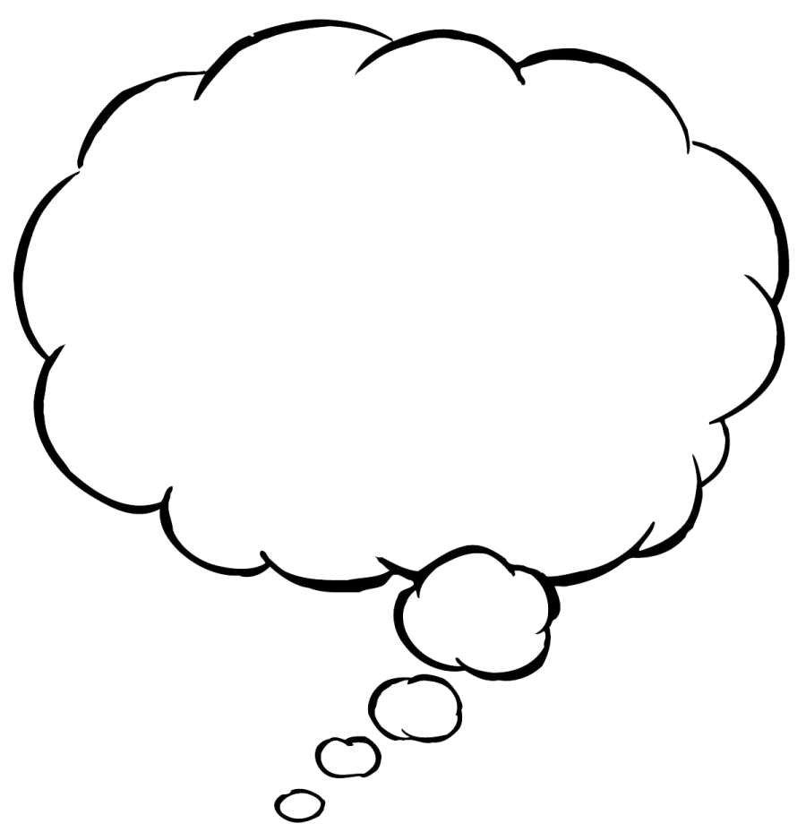 a black and white thought bubble