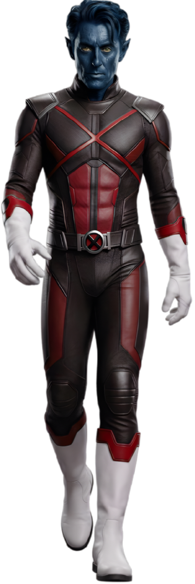 a man in a black and red costume