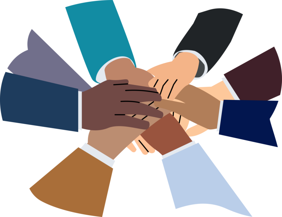 a group of hands holding each other hands