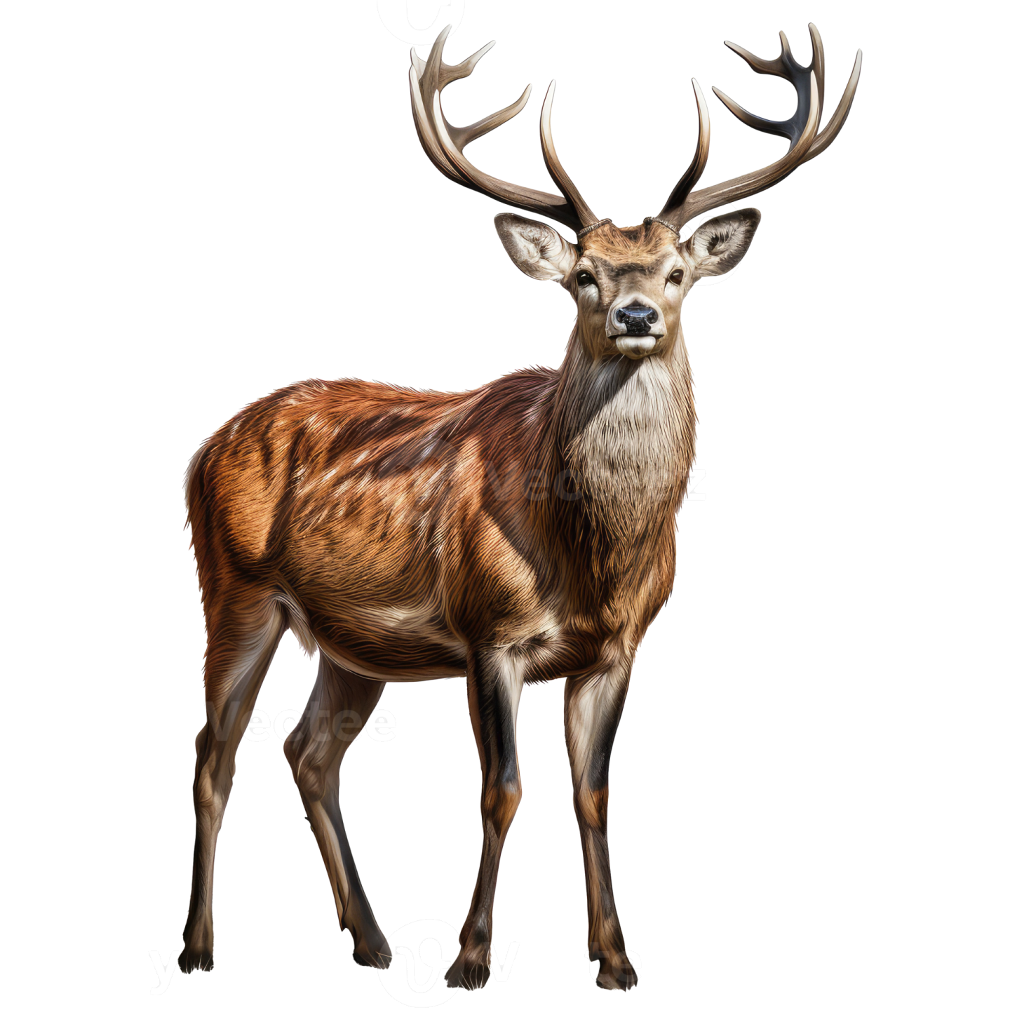 3d digital illustration of a red deer isolated on white background